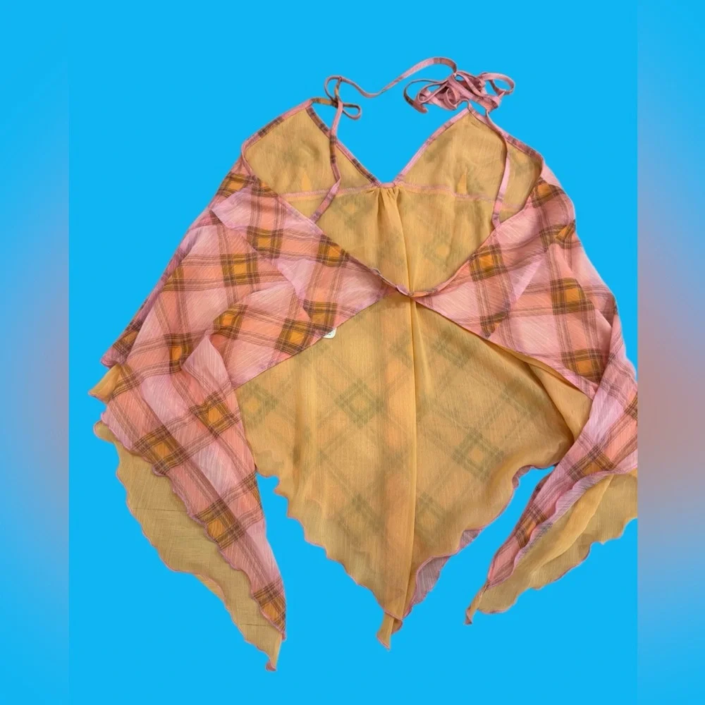 Free People Pink Plaid Spaghetti Strap Tank